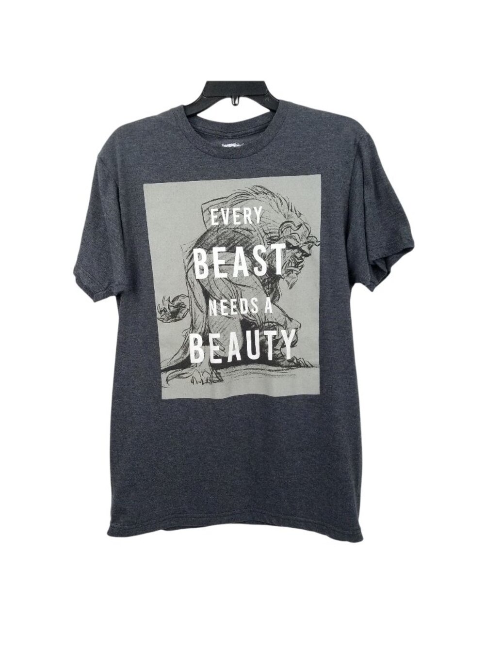 Disney Beauty and the Beast T Shirt Mens M Charcoal Gray Graphic Sketch Tee